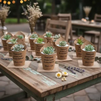 Lembrança Suculenta com Rótulo Papel