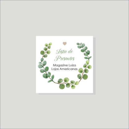 Tag Lista de Presentes Casamento – Arte Digital - Eucaliptos