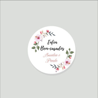 Tag Bem-Casados Casamento – Arte Digital – Flowers Rose