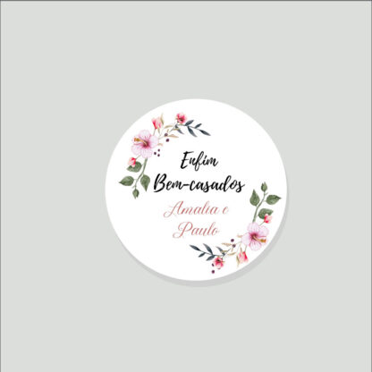 Tag Bem-Casados Casamento – Arte Digital – Flowers Rose