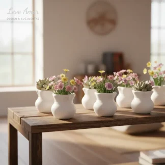 Kit 8 Minivasos de Cerâmica para Decoração