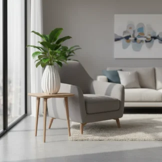 Vaso Cerâmica Crua Com Detalhes Listras