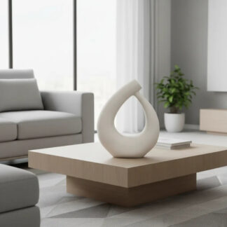 Vaso Decorativo De Cerâmica Anel Gota Moderno Branco