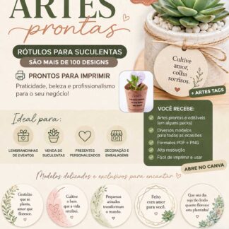 PACK ROTULOS E TAGS SUCULENTAS E LEMBRANCINHAS